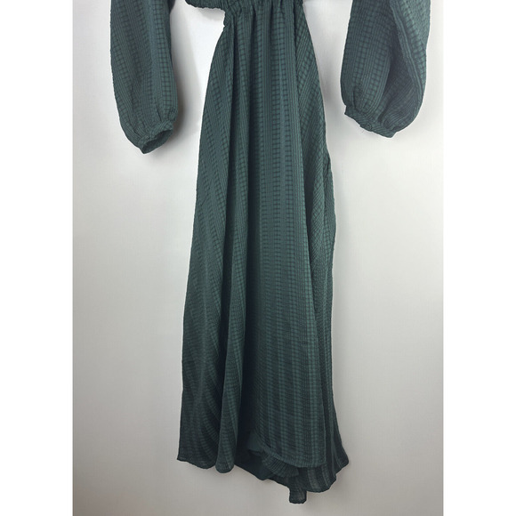 Madewell Long Sleeve Cutout Midi Dress Smoky Spruce Green Black Women's Medium - Picture 15 of 16